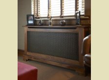 American Black Walnut radiator cover with antiqued brass grille